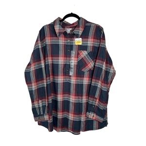 Carhartt Women’s Blue Plaid Flannel Tunic Blouse‎ Shirt Size XXL (20) NEW/NWT